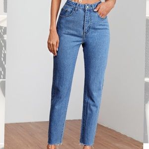 SHEIN mom jeans raw hem vintage straight leg M